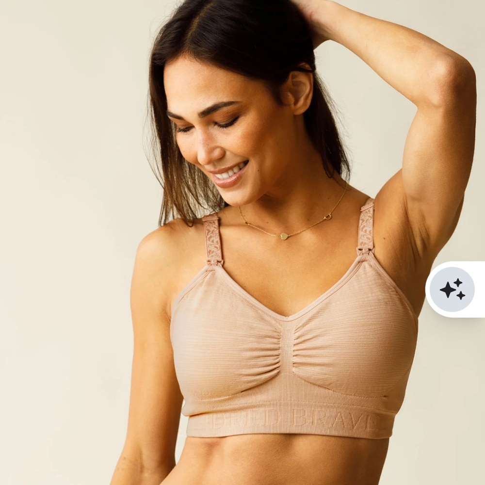 {KINDRED BRAVELY} Sublime Hands-Free Pumping & Nursing Bra, Beige, M Busty